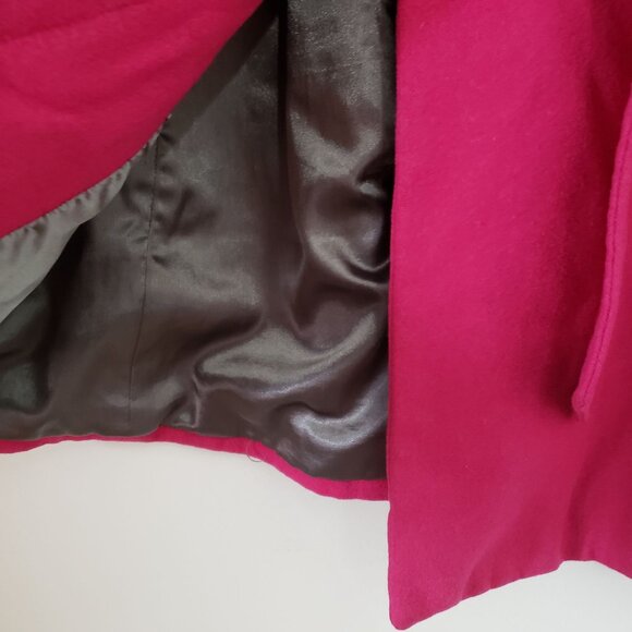 Old Navy Womens Magenta Pink Wool Blend Trench Coat Size S Bold Preppy Classic - Picture 8 of 8